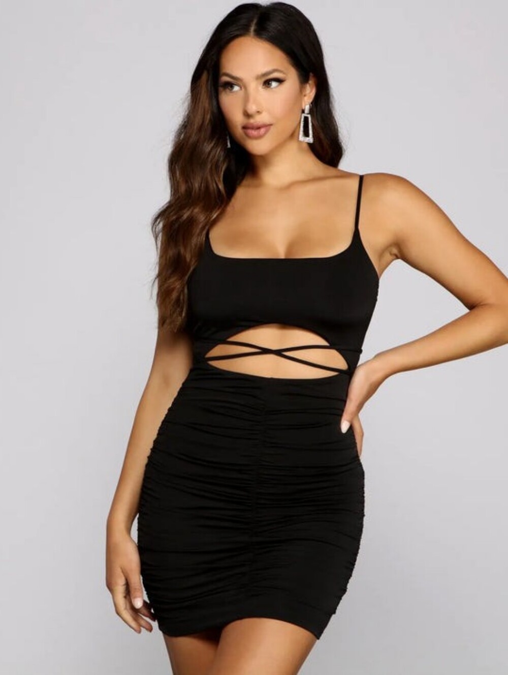 Story On Black Cut Out Bodycon Mini Dress - Size Small Womens